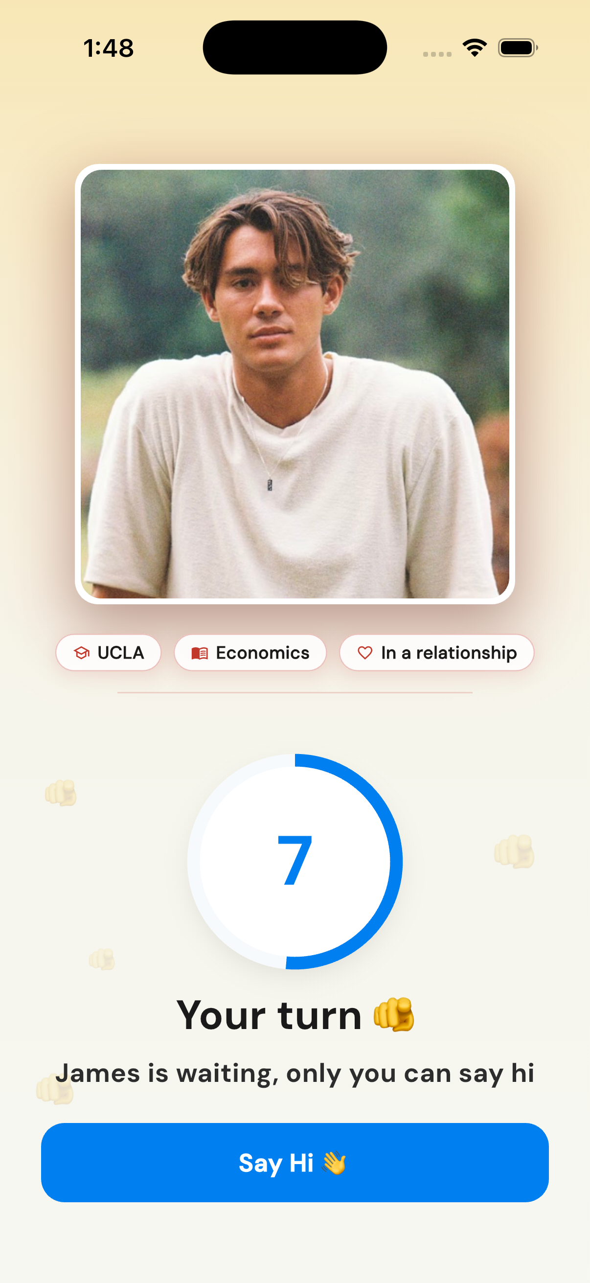 Say hi screen